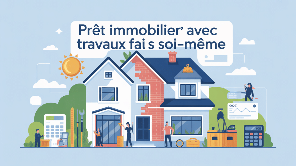 prêt immobilier avec travaux fait soi-même banque maison illustration