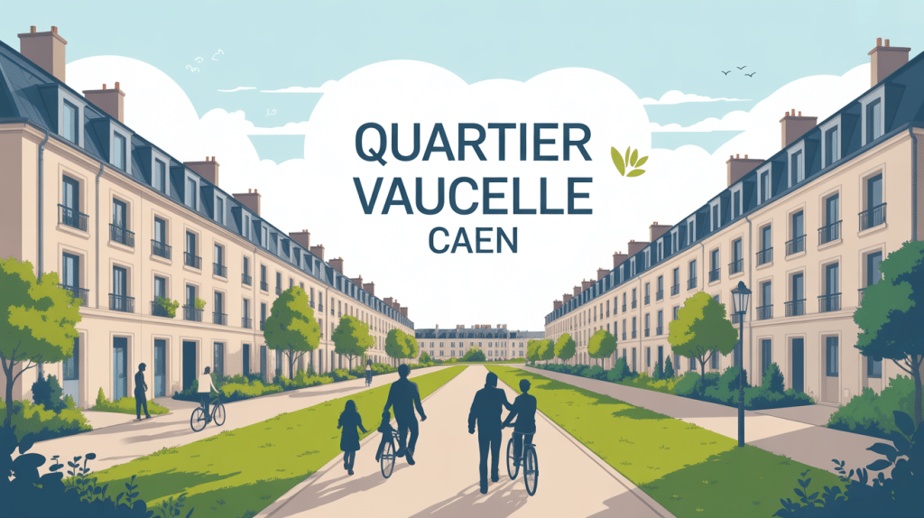 Vue stylisée quartier vaucelle caen mixité architecturale espaces verts