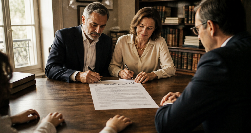 communauté universelle déshériter contrat notaire