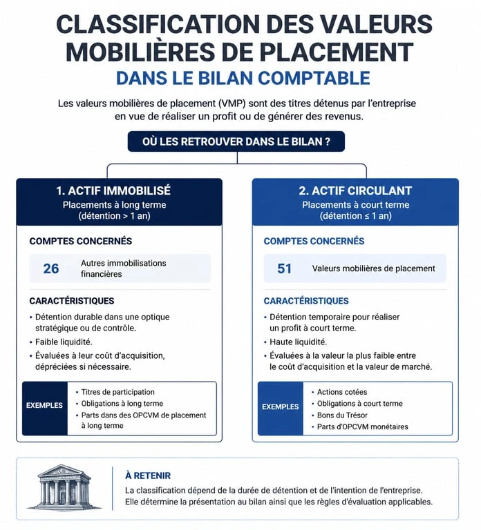 Classification des valeurs mobilières de placement au bilan comptable