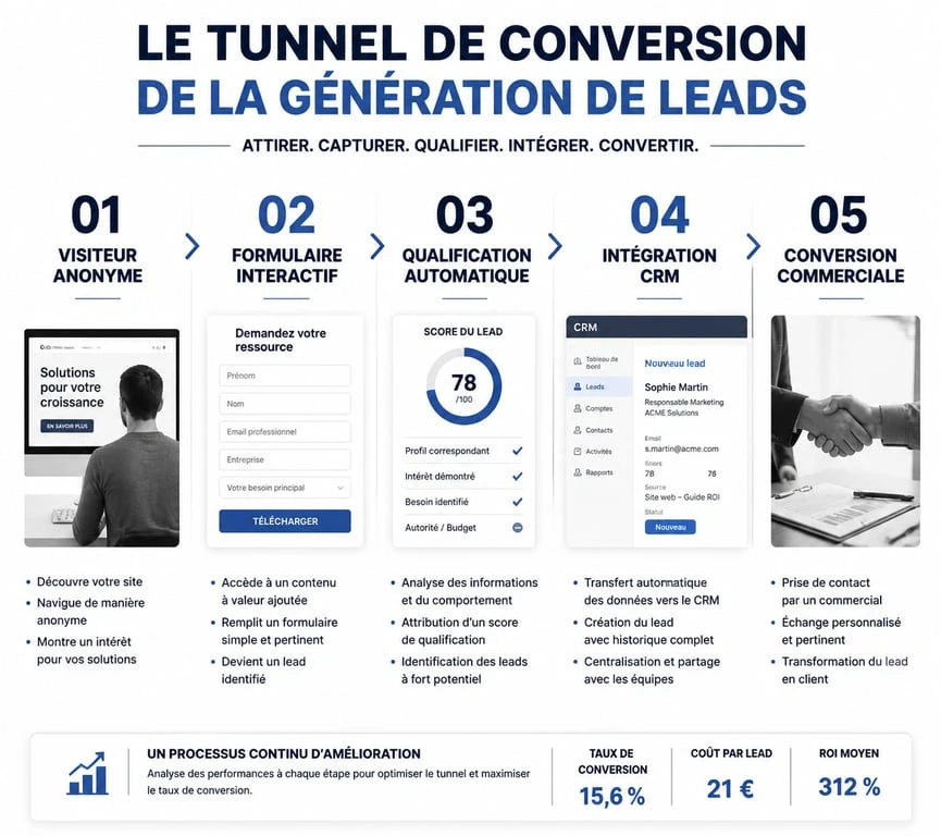 Schéma du processus de génération de leads et conversion