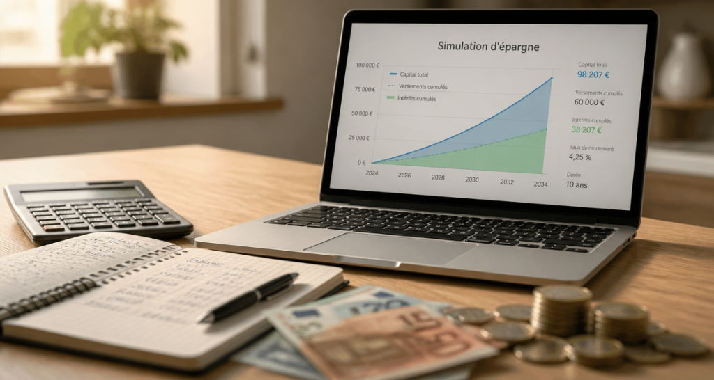 epargne simulation calcul sur bureau