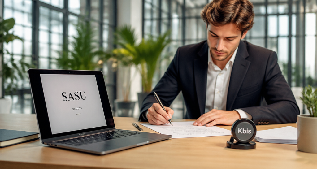 sasu forme juridique entrepreneur signe document