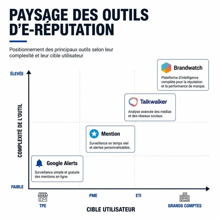 Infographie comparative des outils d'e-réputation pour entreprises et particuliers