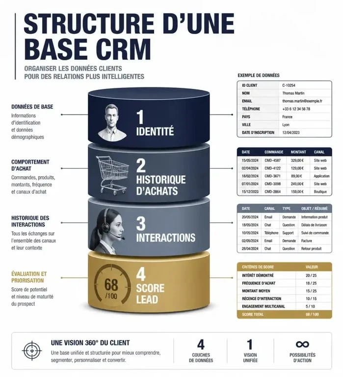 Schéma de structuration d'une base de données CRM efficace