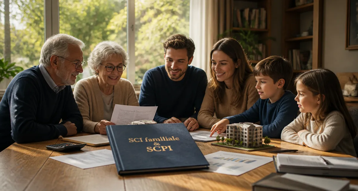 Famille réunie autour d'une scpi familiale
