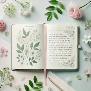 An open journal decorated for spring, ready to use some