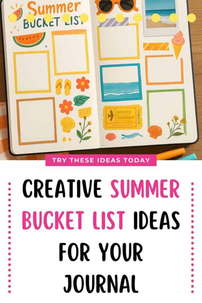 Pinterest pin for the summer bucket list journal ideas post