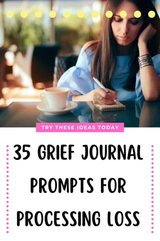 Pinterest pin for the grief journal prompts post