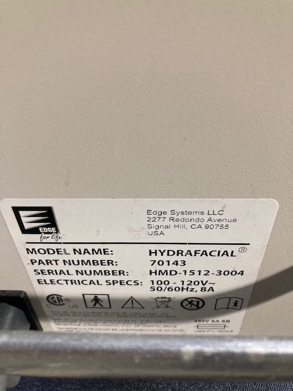 2015 Edge Systems Hydrafacial MD - Specs