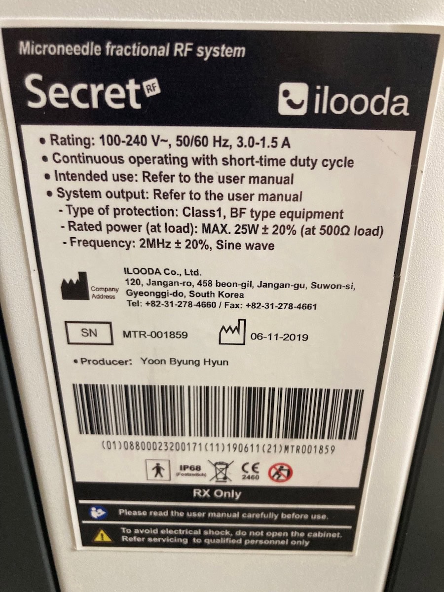 Used-cosmetic-laser-equipment-for-sale-2019-Cutera-Secret-RF-Info