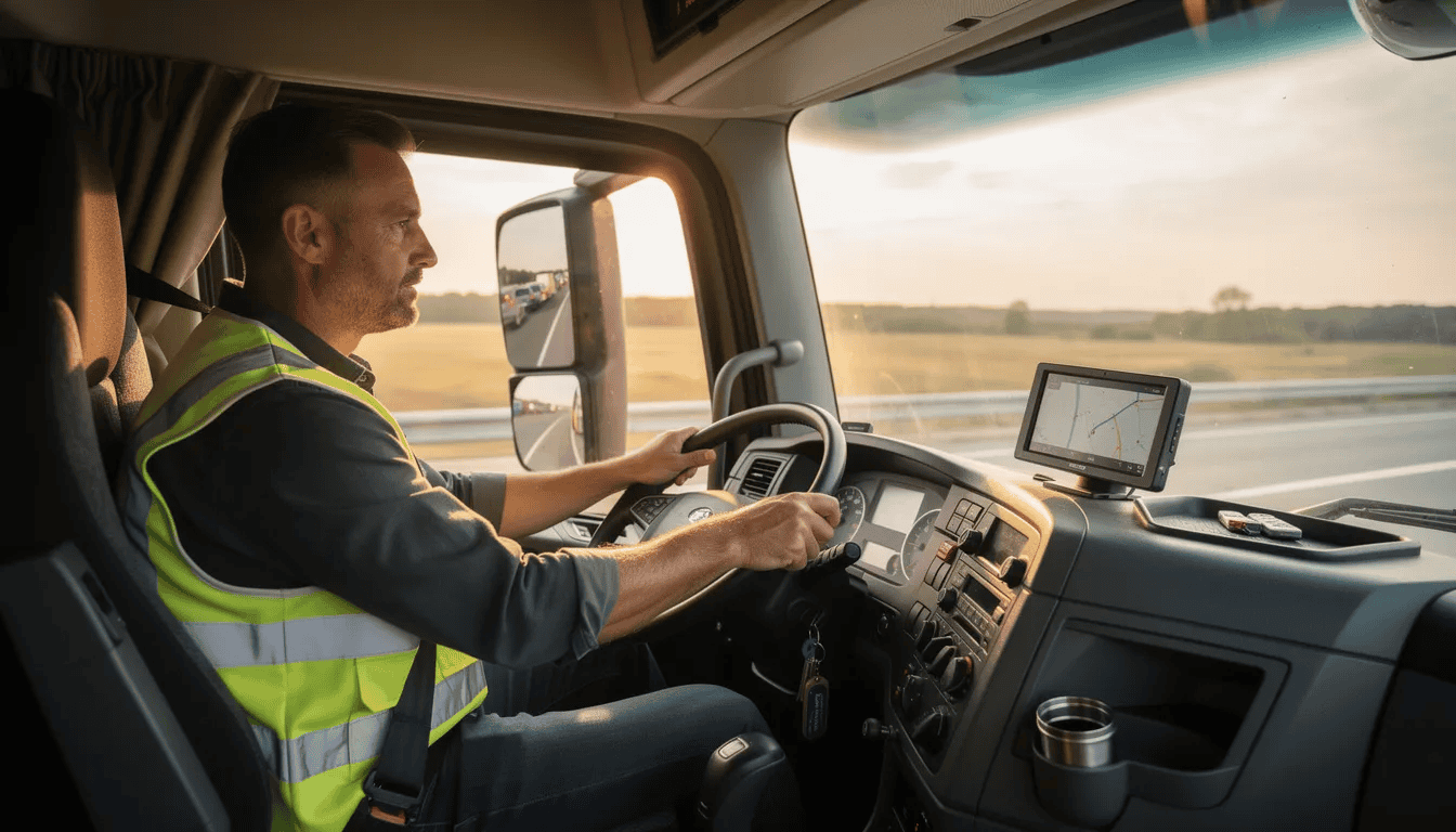 Semi-truck cruising along Pennsylvania roadway demonstrating why clean driving records and legal representation matter for lane violations
