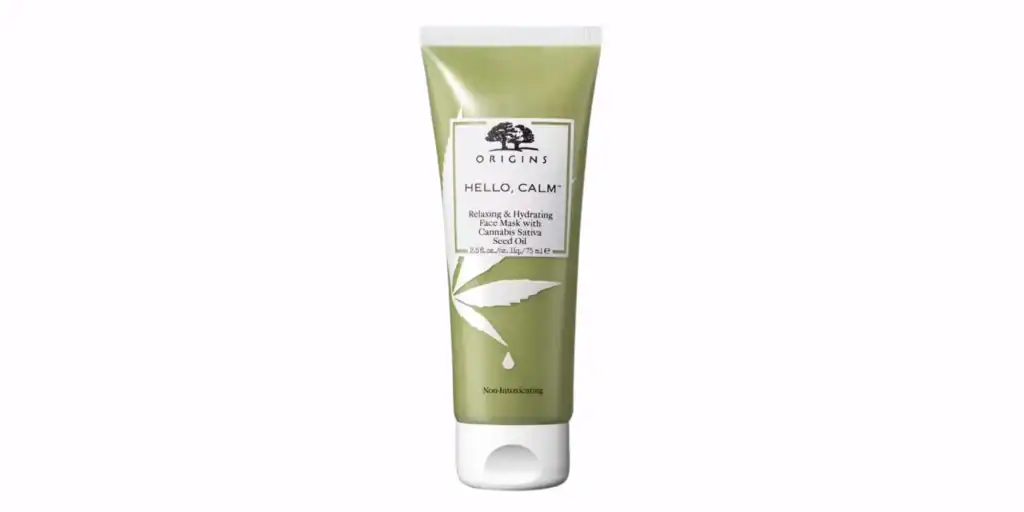 Origins hydrating face mask with cannabis sative seed oil. CBD beauty products