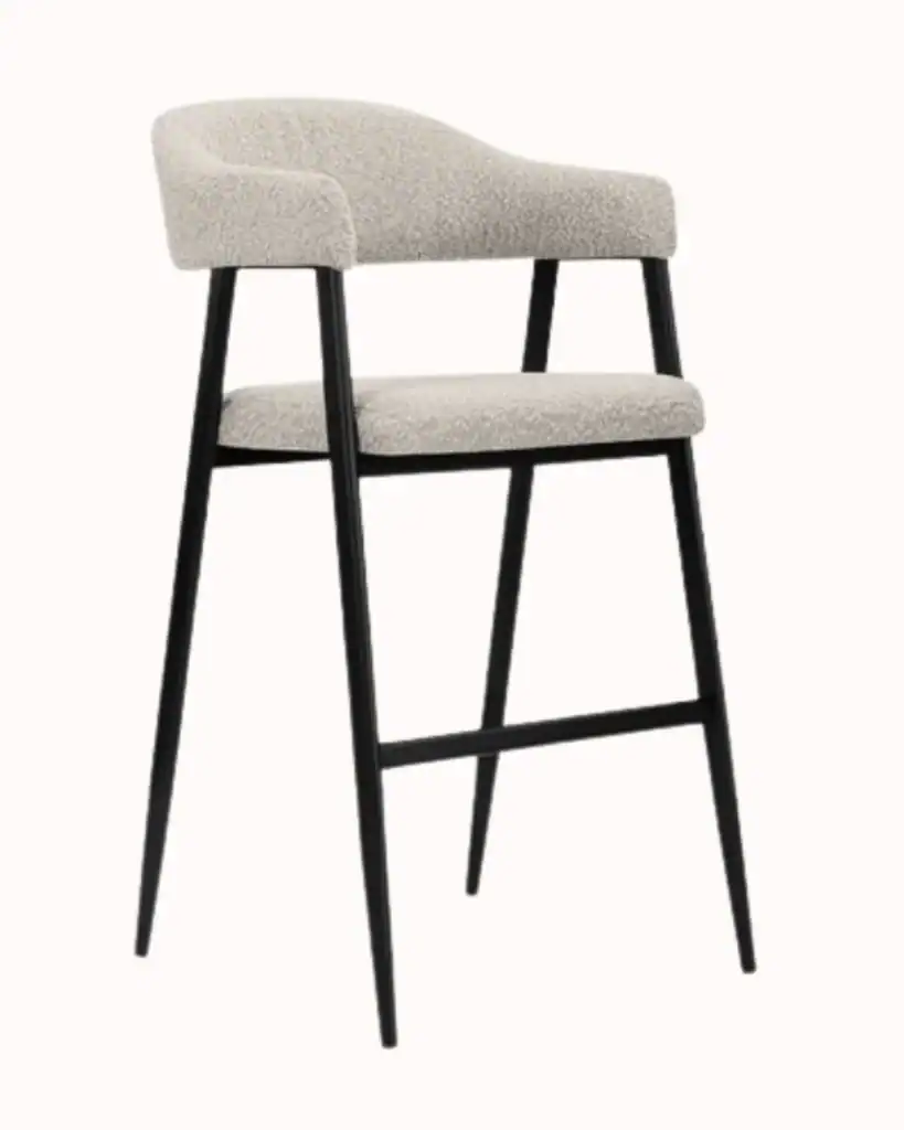 speckled stone boucle fabric bar stool