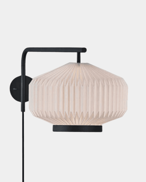 Shibui Japandi White Pleated Wall Light. Japandi Lighting
