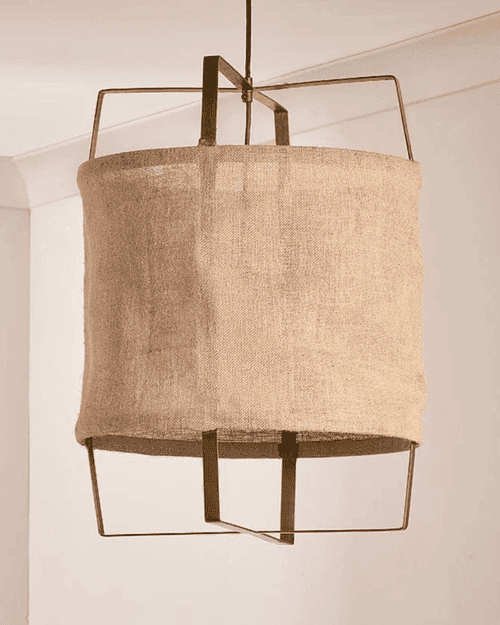 Vedalai Jute And Metal Frame Pendant Large.