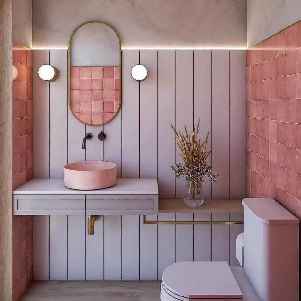 bathroom with panelling. Colourful bathroom ideas