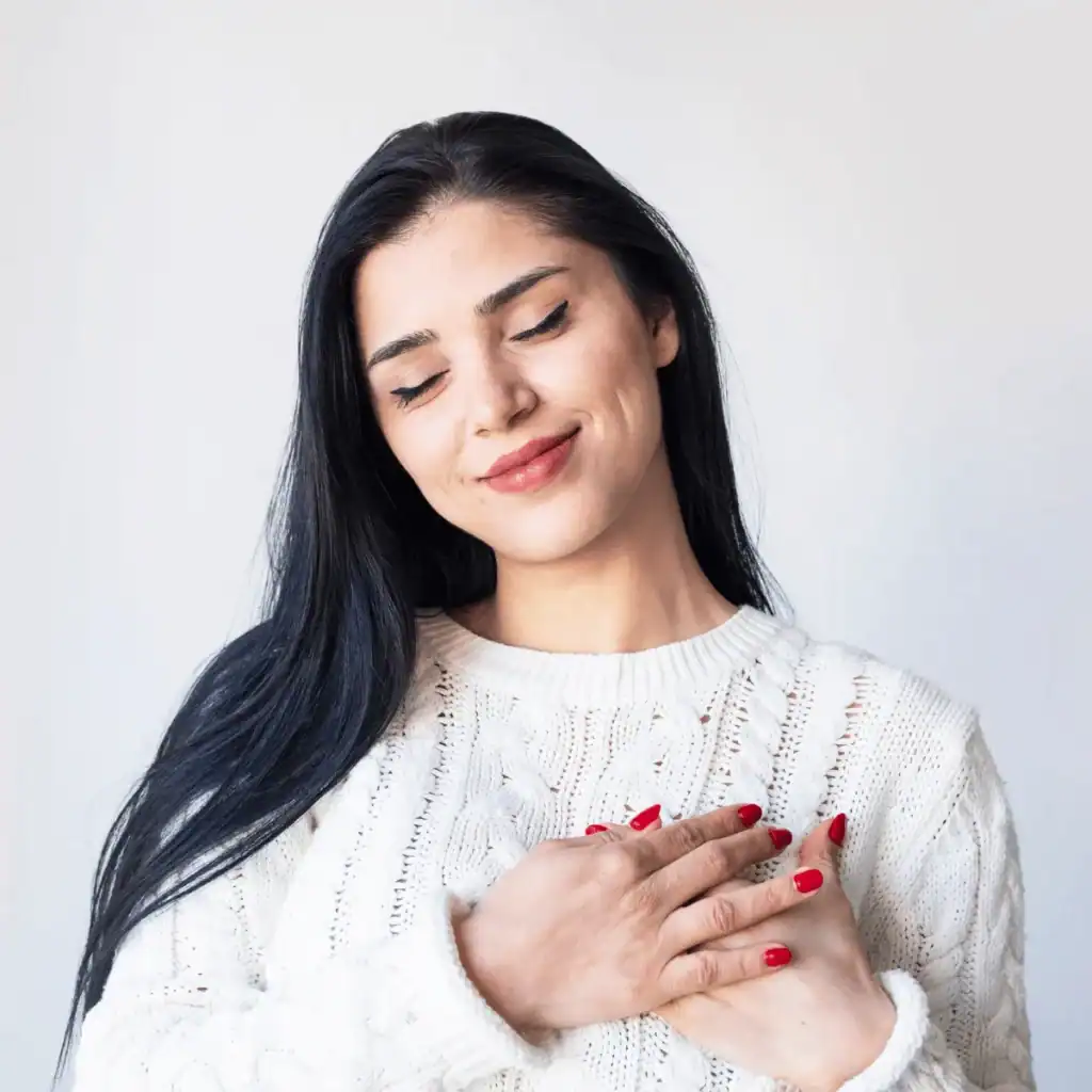 Selflove-self-acceptance-happiness-concept.-Woman-hugging-herself