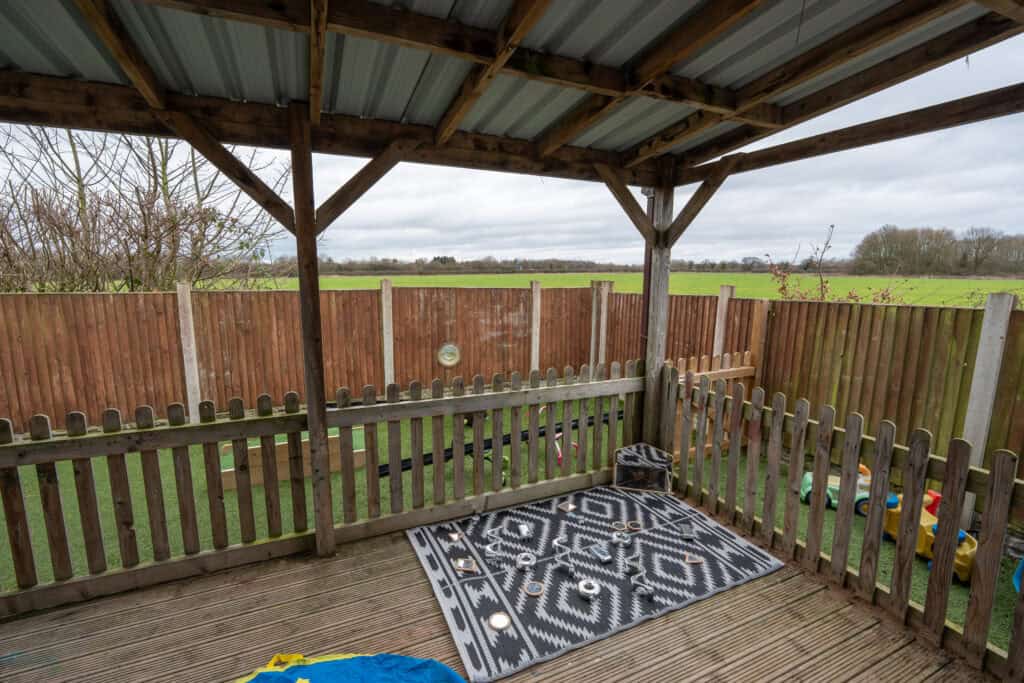 Outdoor play space at Thrive Grosvenor House childcare centre.