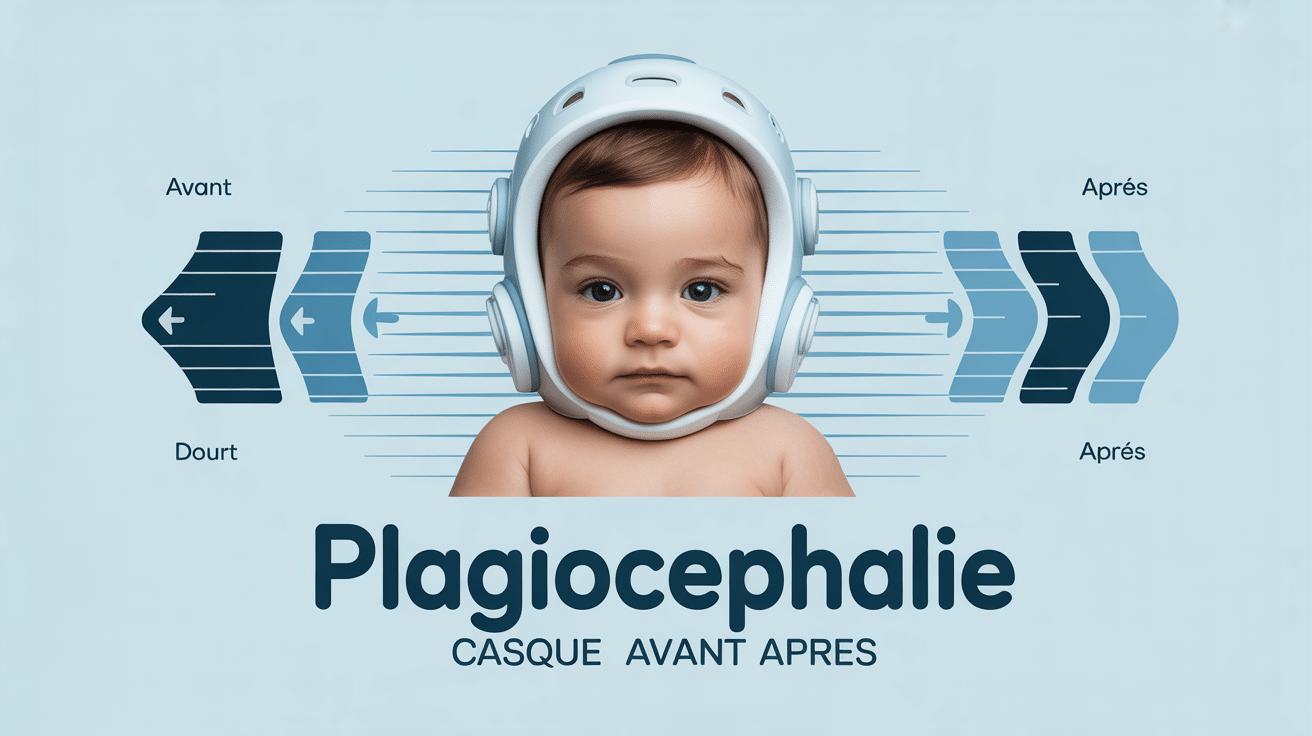 image casque plagiocéphalie avant après illustration
