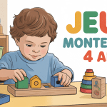 Enfant 4 ans manipulant jeux montessori table lumineuse
