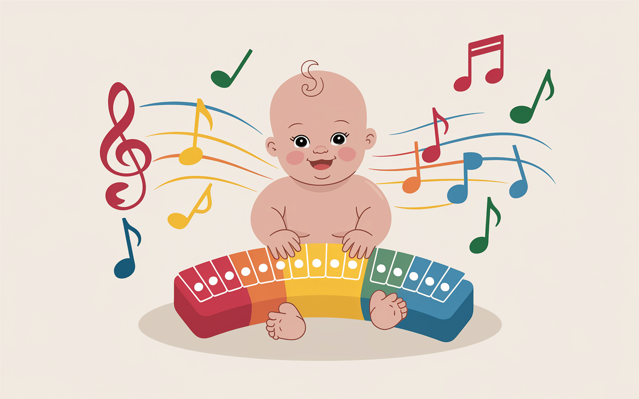 Bébé avec hochet jouet musique bebe