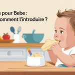 Bébé mange petit suisse bébé dans cuisine