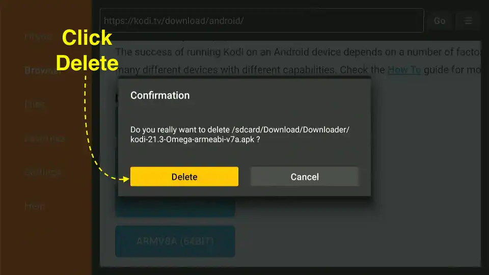 click delete again