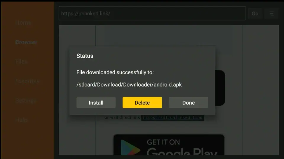 click delete
