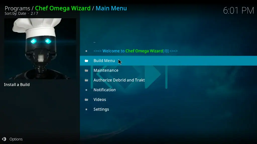 build menu