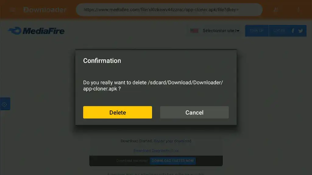 click delete again
