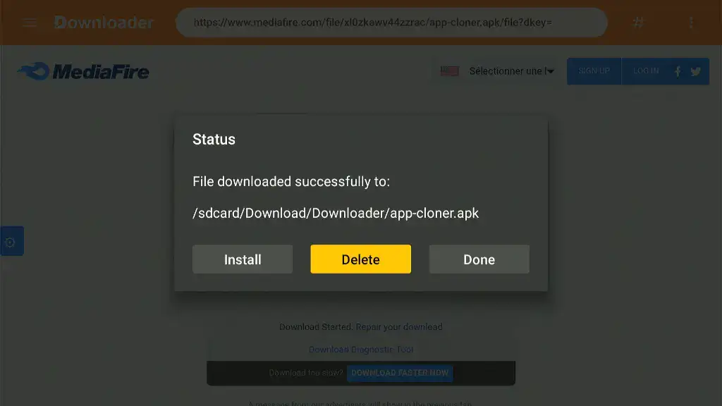 click delete
