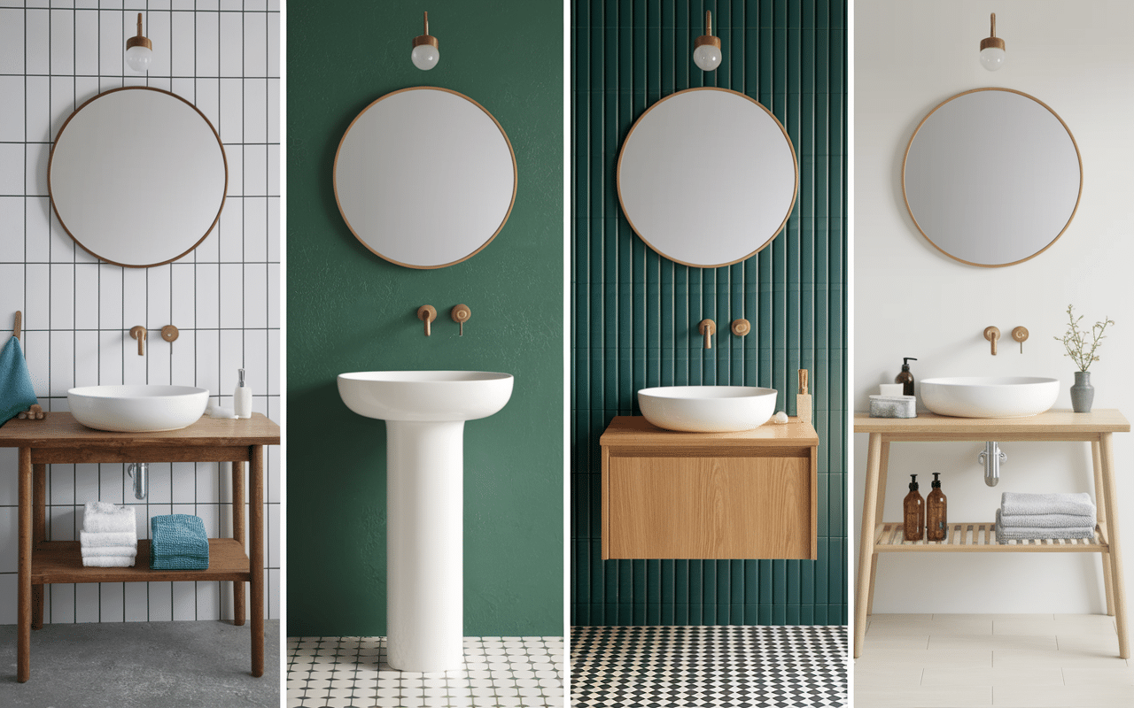 Différents types de lavabos avec cotes de hauteur lavabo salle de bain