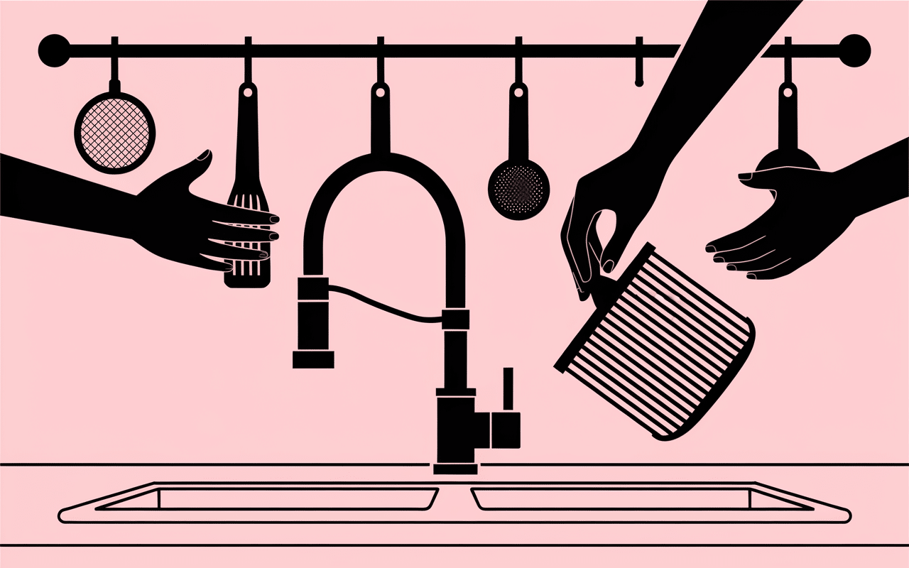 Vue coupe installation filtre eau robinet avec mains gestes etapes