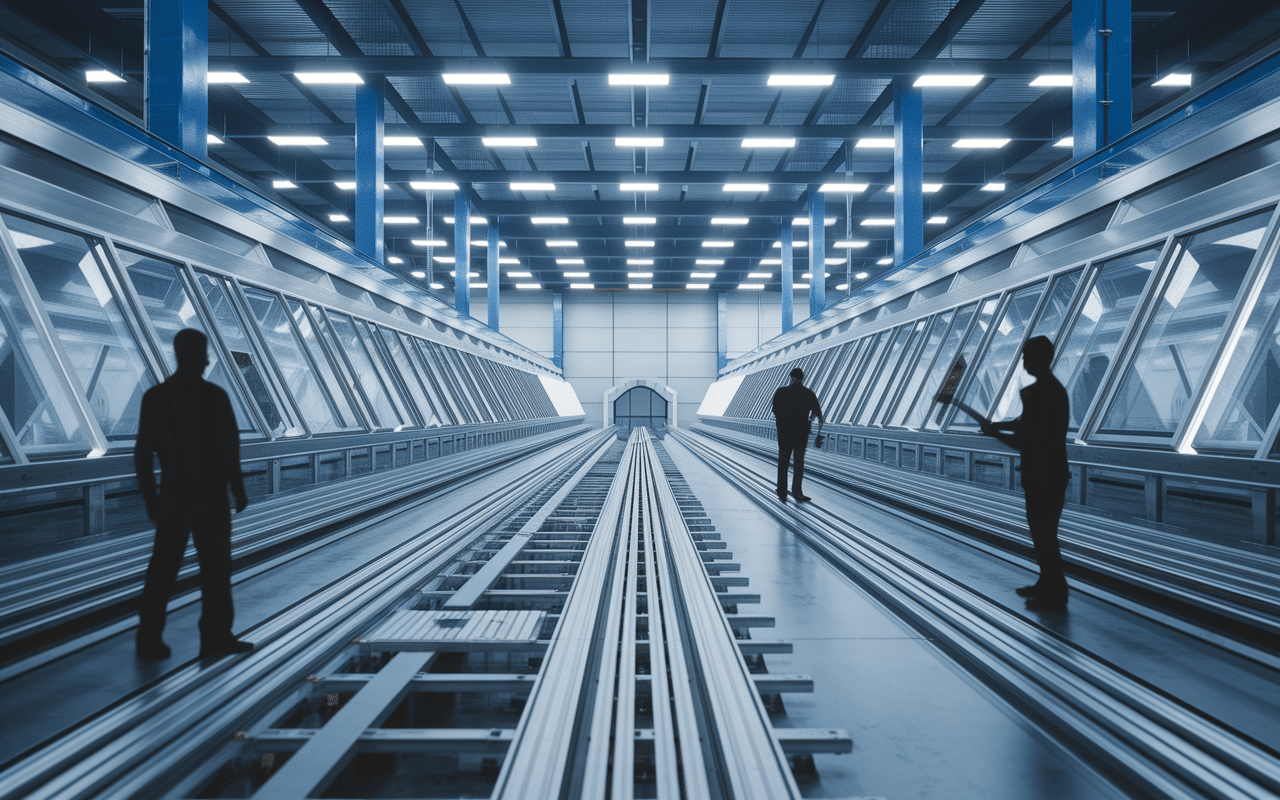 Usine fabrication menuiseries aluminium K Line ouvriers profilés