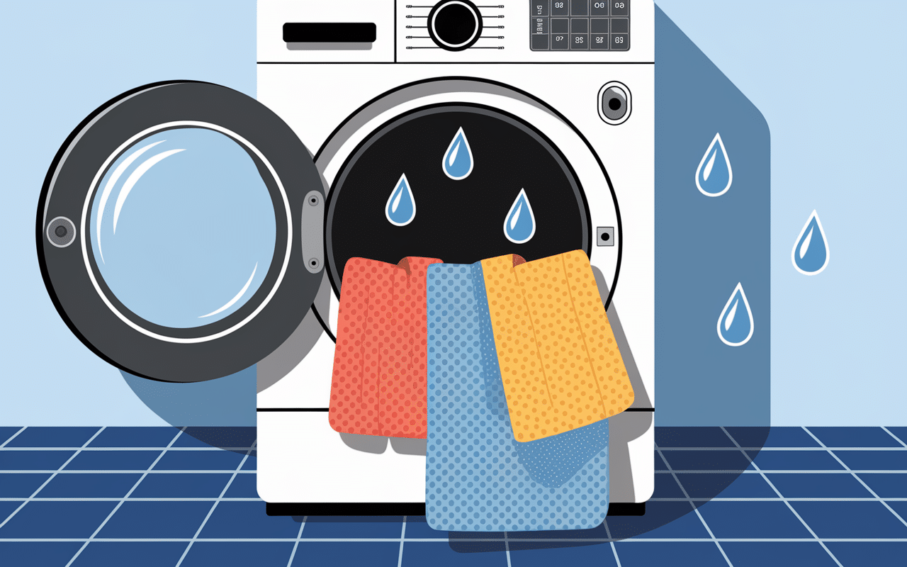 tambour machine linge humide serviette bleue secher linge