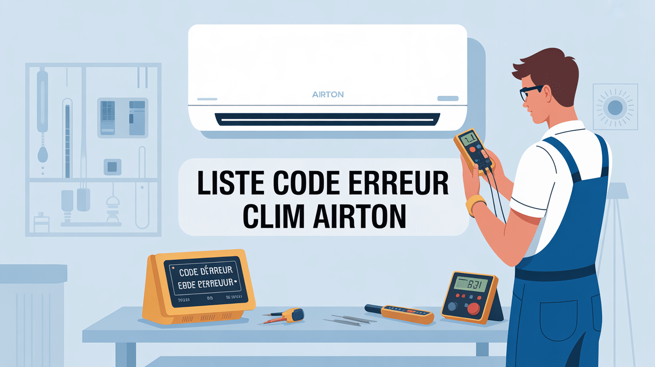Climatiseur Airton affichant code erreur, technicien diagnostique