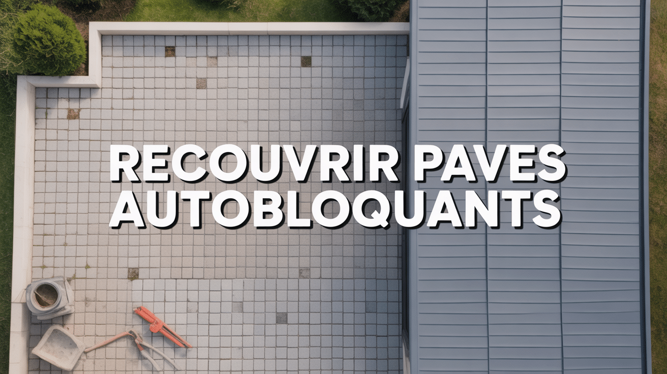 Vue aérienne pavés autobloquants recouverts