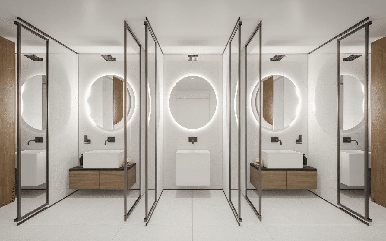 services-02 Trois cabines de douche 80x80 en verre