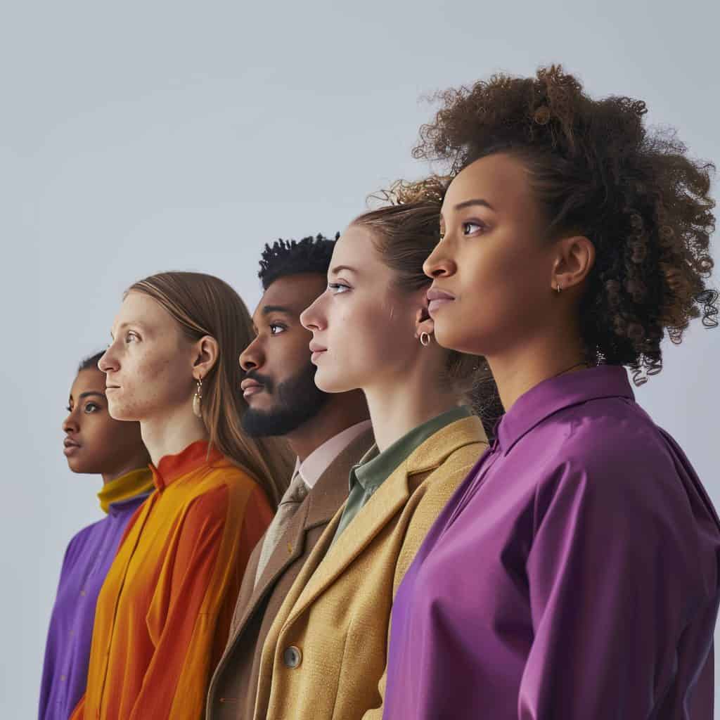 πολυεθνική ομάδα νέων που στέκονται μαζί κοιτάζοντας ο ένας τον άλλον (1)