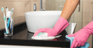 cleaning bathroom
