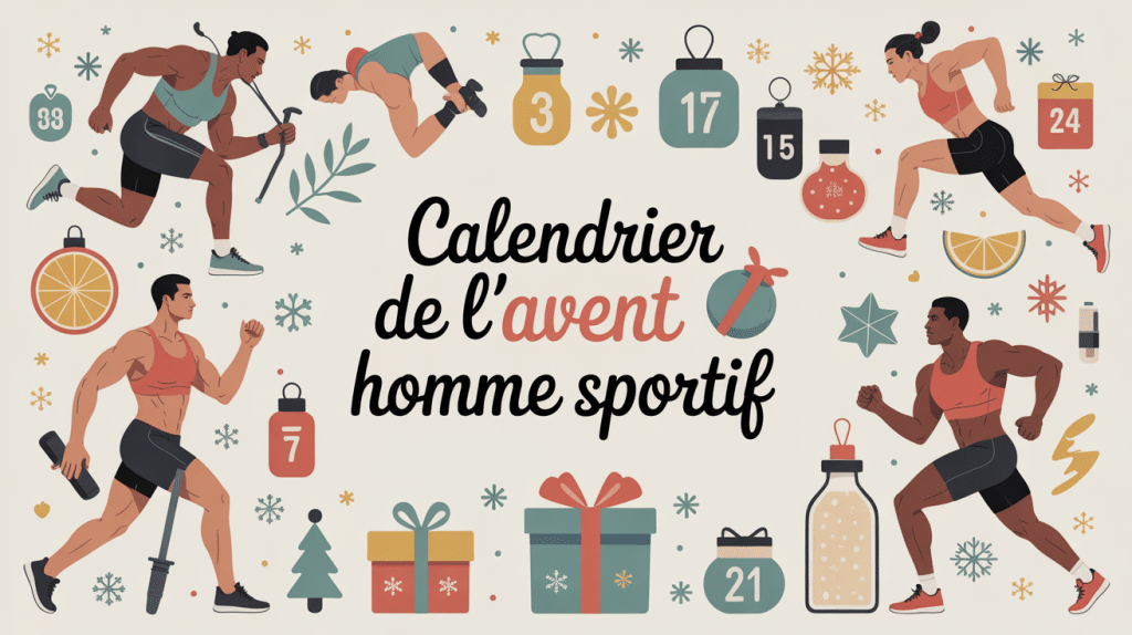 illustration calendrier de l avent homme sportif ambiance sportive et hivernale