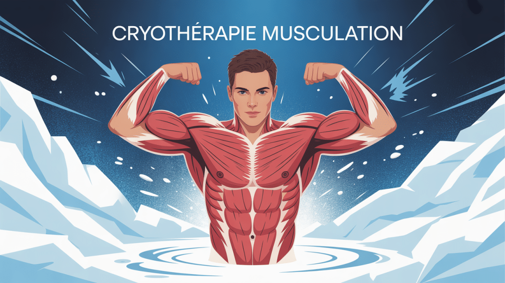 Cryothérapie musculation illustration athlète ambiance glacée