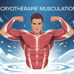 Cryothérapie musculation illustration athlète ambiance glacée