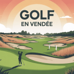 Illustration golf en vendee avec bocage dune et green