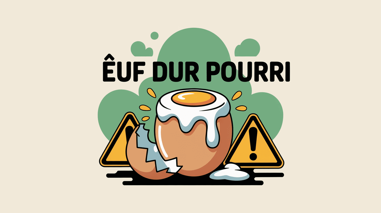 oeuf dur pourri avec signes de danger