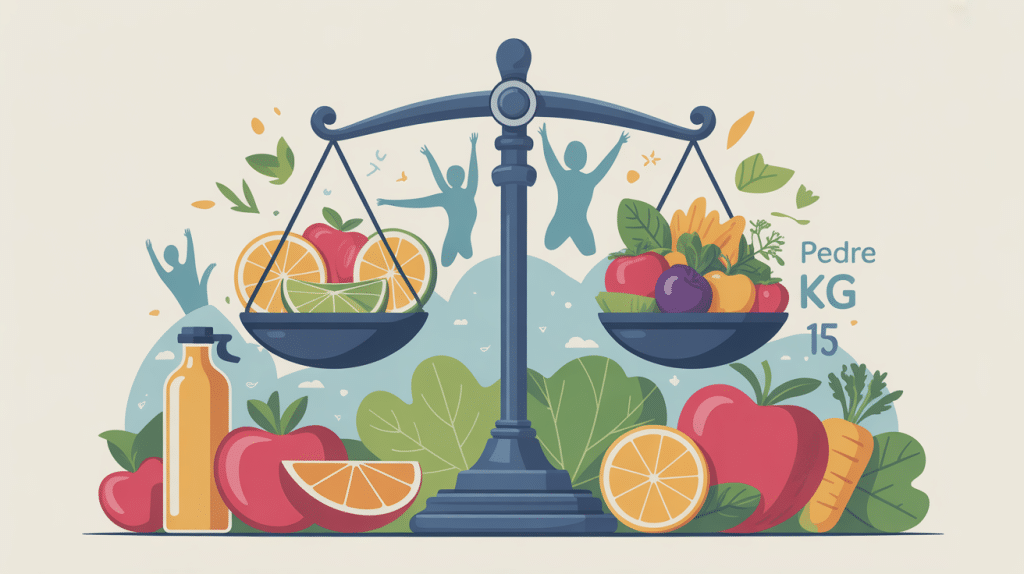illustration perdre 15 kg balance alimentation activité