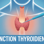 Vue stylisée ponction thyroïde effets secondaires, aiguille sur nodule