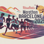 Illustration resultat marathon barcelone 2025 coureurs stylisés