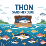 Illustration thon sans mercure boîte de thon et poissons listao